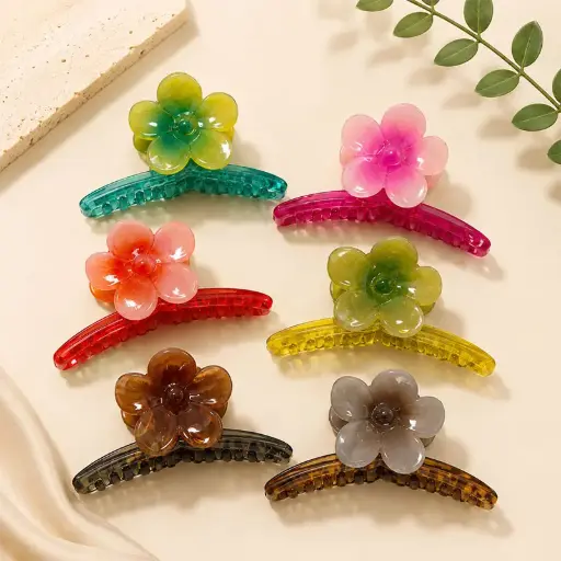 [HC63-23] Pinces Fleurs Colorées HC63-23
